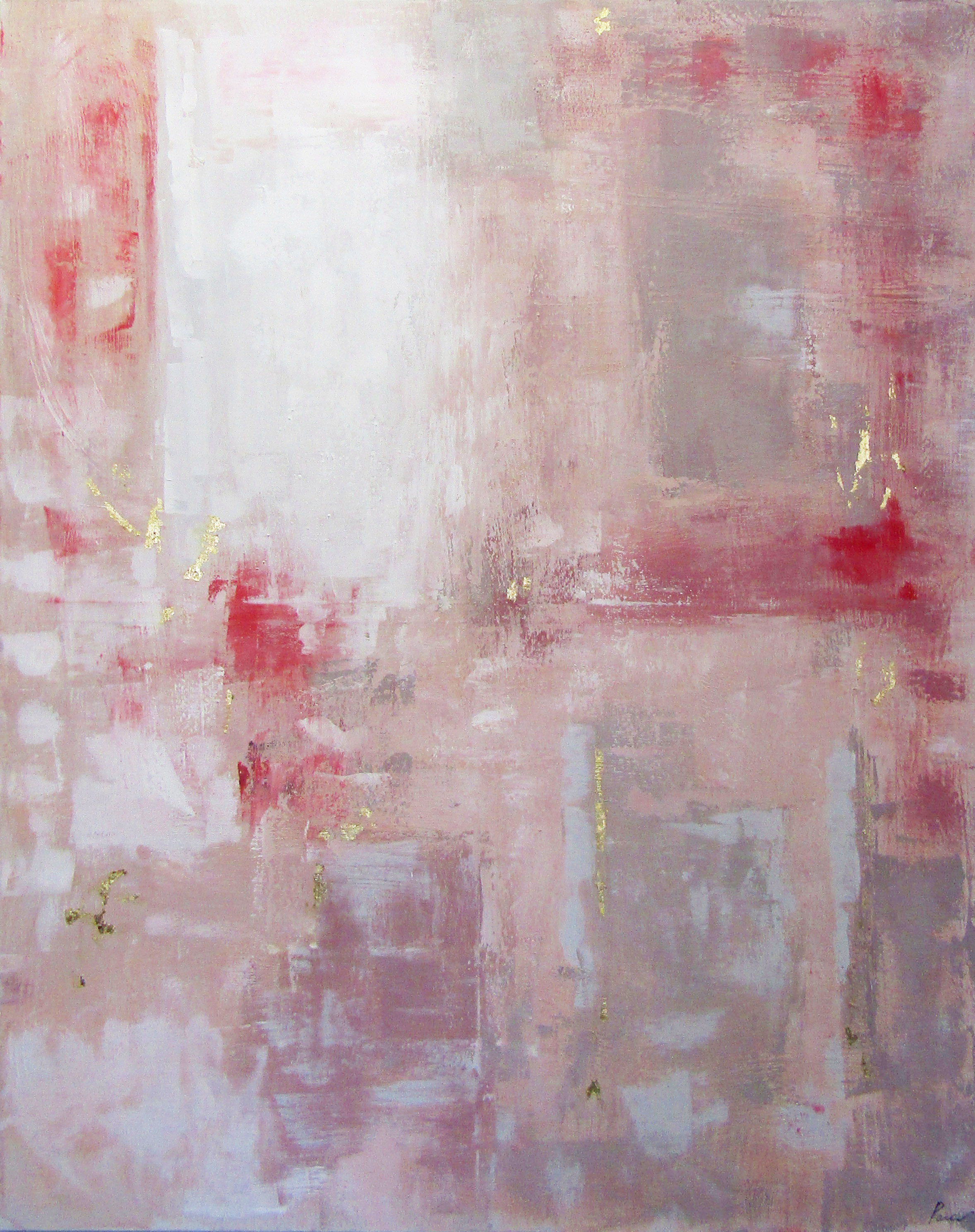 PXFC363 Wall décor art oil on canvas abstract pink red tones
